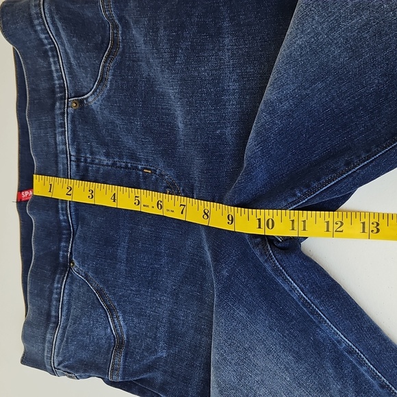 SPANX Distressed Ankle Skinny Pull On High Rise Jeans Raw Hem Size M - Picture 9 of 10
